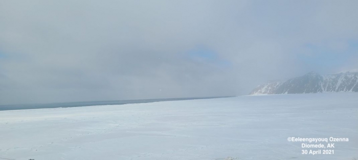 Sea ice and weather coniditions at Diomede - view 1.