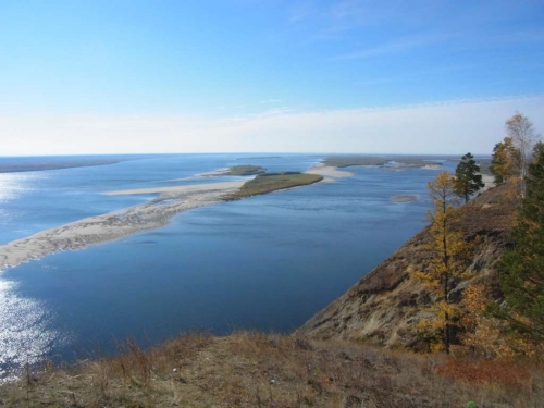 The Lena River discharges to the Arctic Ocean