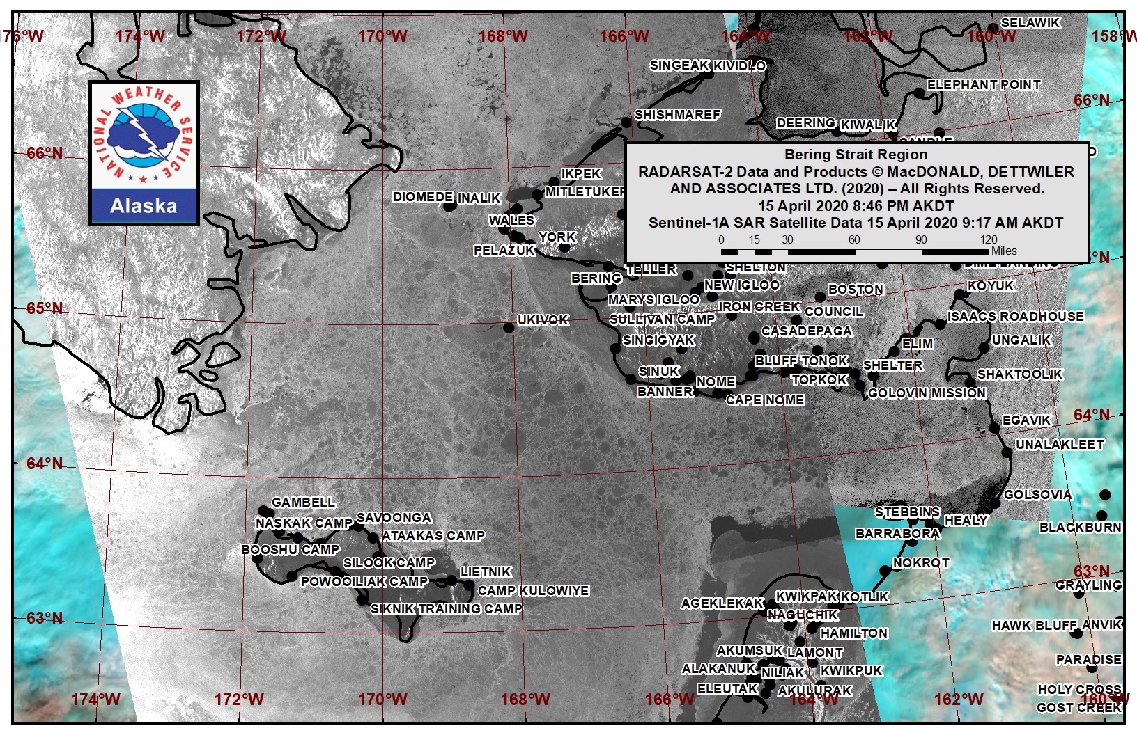 Bering Strait satellite image