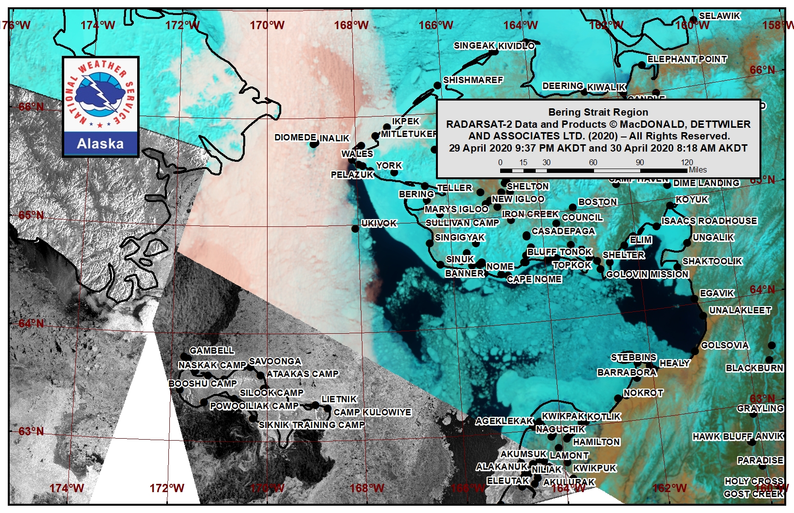 Bering Strait satellite image