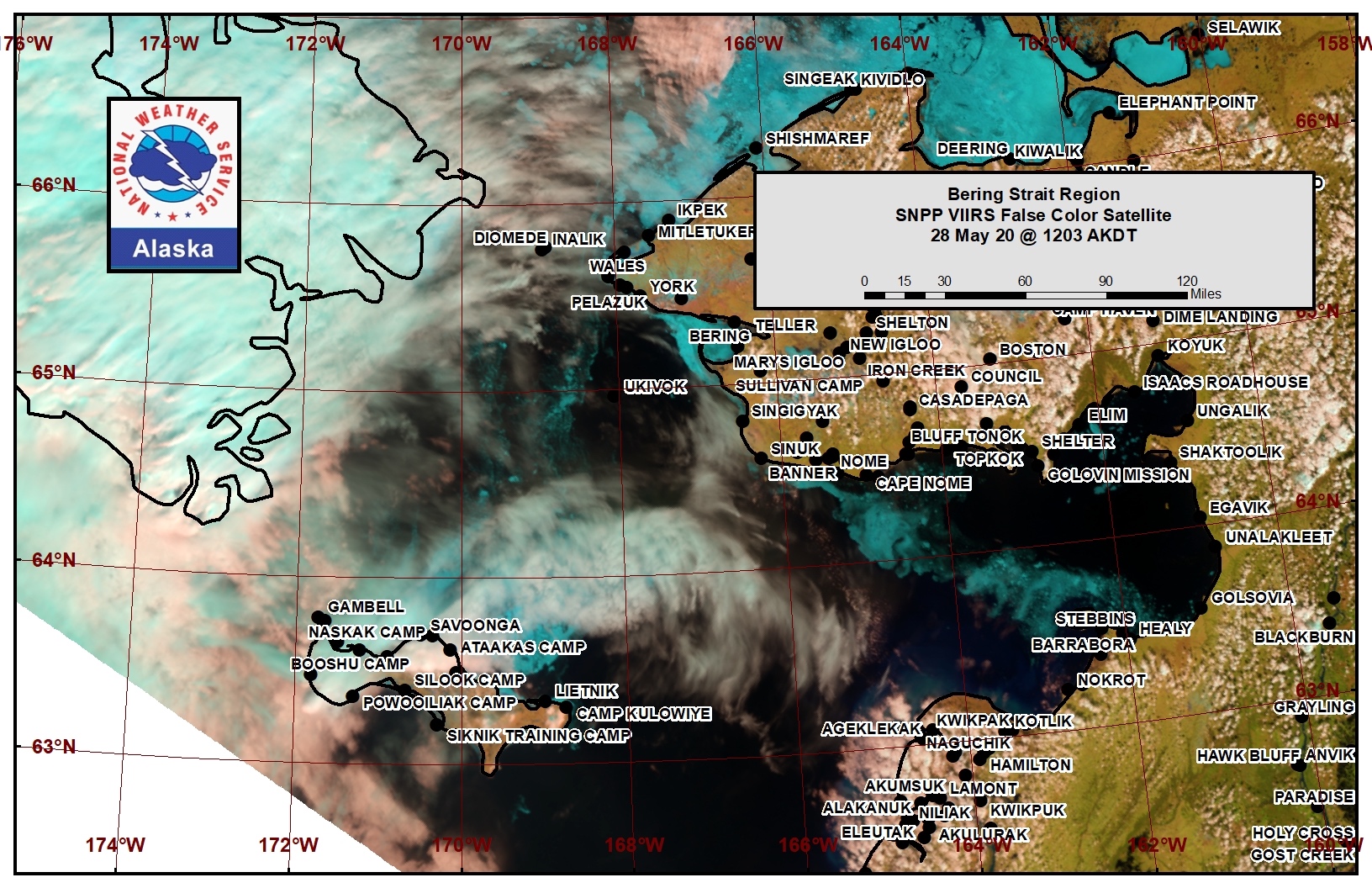 Bering Strait satellite image