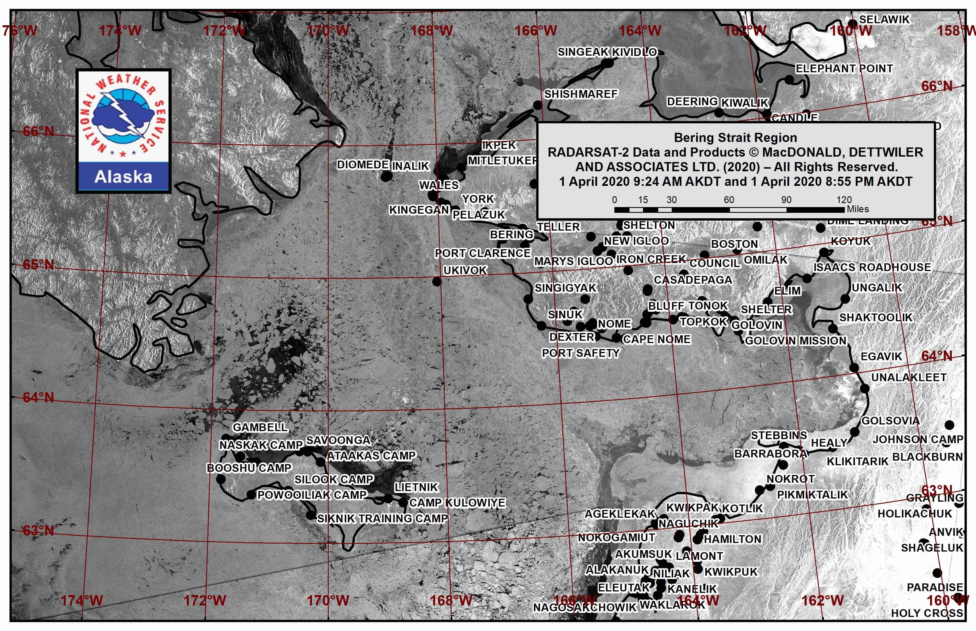 Bering Strait satellite image