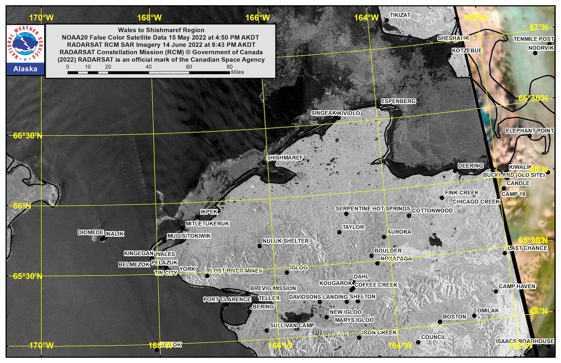 Wales to Shishmaref Area Satellite Image