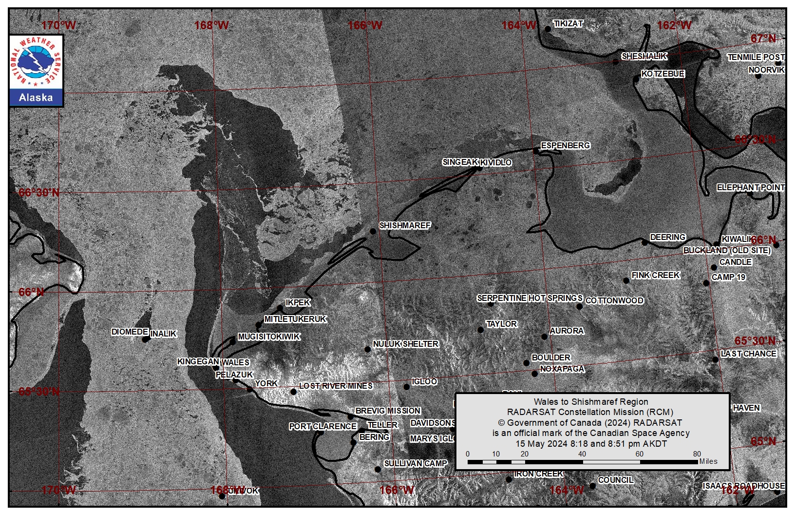 NWS Wales to Shishmaref Area Satellite Image