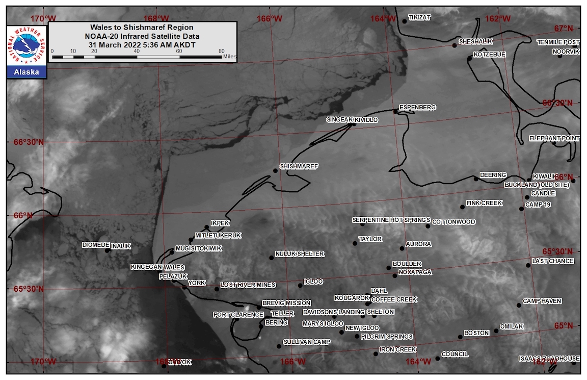 Wales to Shishmaref Area Satellite Image