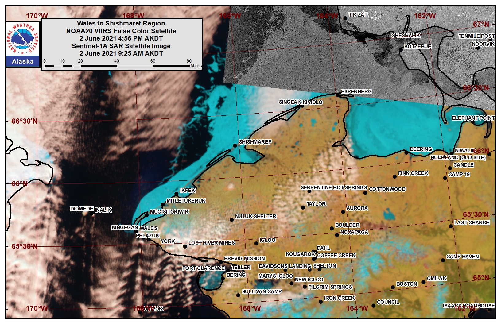 Wales to Shishmaref Area Satellite Image