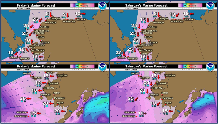 Friday and Saturday regional wind forecast.